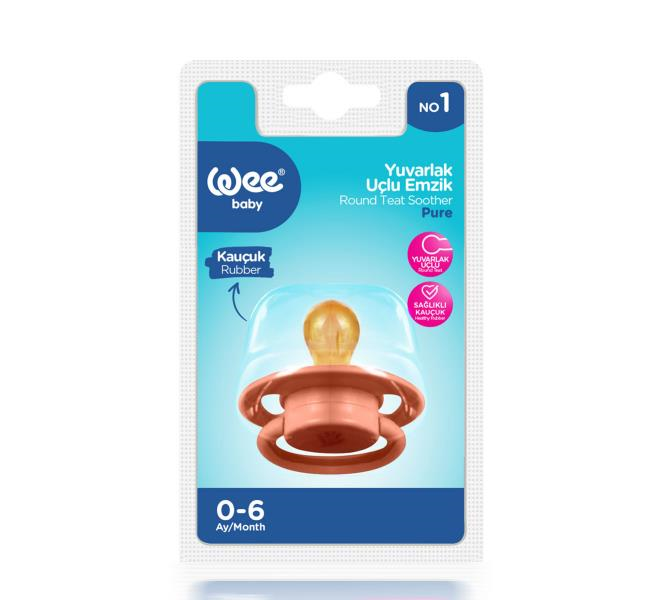 Wee Baby Pure Yuvarlak Uçlu Kauçuk Emzik No:1 0-6 ay Somon
