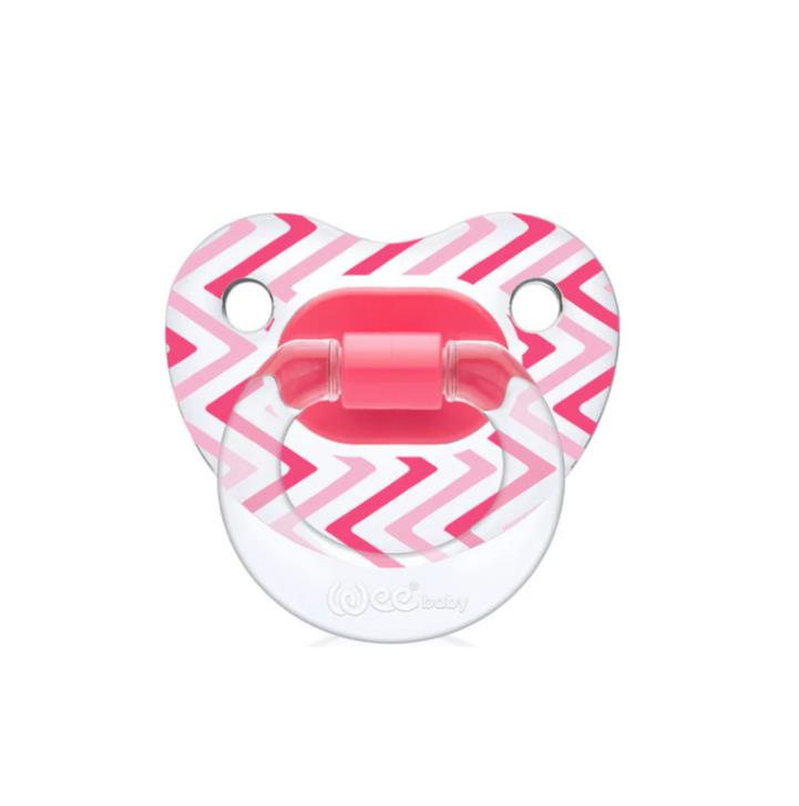 Wee Baby Şeffaf Desenli Damaklı Emzik No:2 6-18 ay Pembe