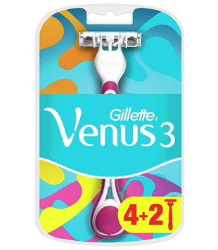 Gillette Venus 3 Renkli Kullan At Tıraş Bıçağı 6 Adet (4+2)