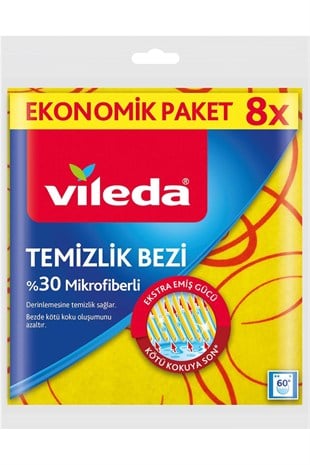 Vileda 8'li  %30 Mikrofiberli Mutfak Bezi