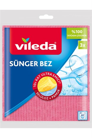Vileda Doğada Çözünebilir 3'lü Sünger Bez