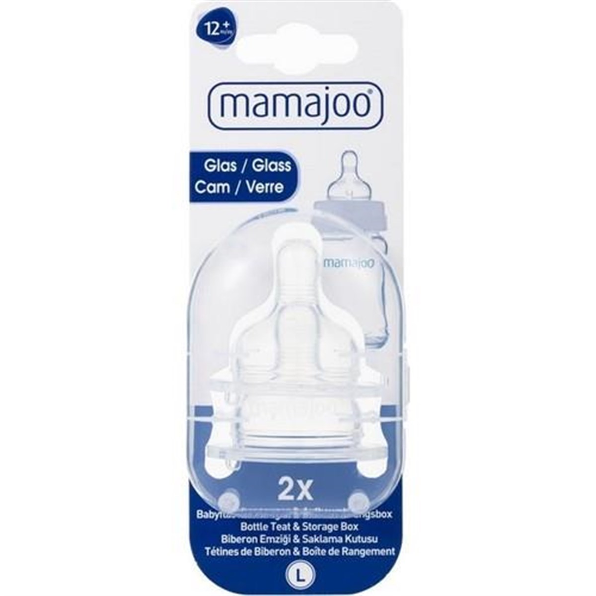 Mamajoo Biberon Emziği Antikolik Saklama Kutulu Cam Biberon İçin No:3/L 12 Ay+ 2 li