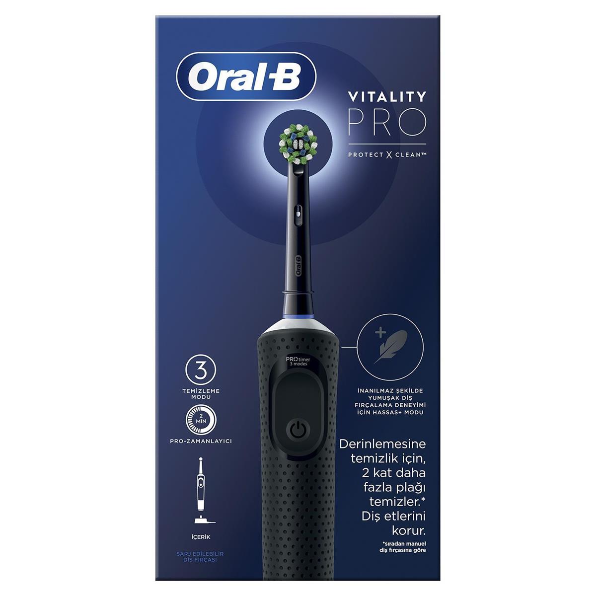 Oral-B Şarjlı  Diş Fırçası Vitality Pro Siyah Koruma ve Temizlik