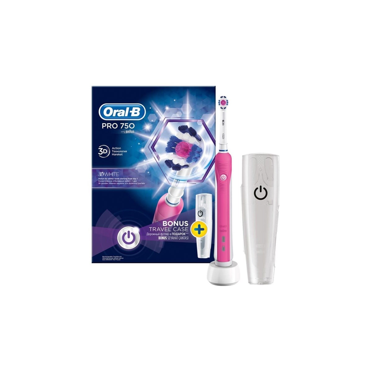 Oral-B Şarjlı Pro 750 Pembe + Seyahat Kabı