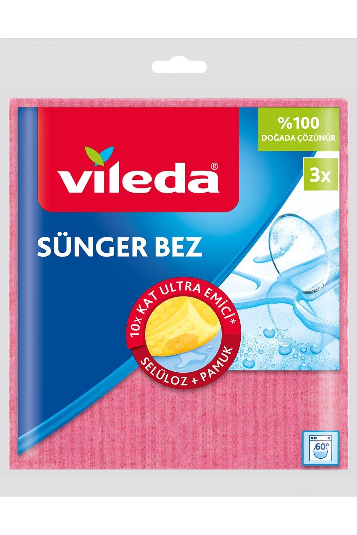 Vileda Doğada Çözünebilir 3'lü Sünger Bez