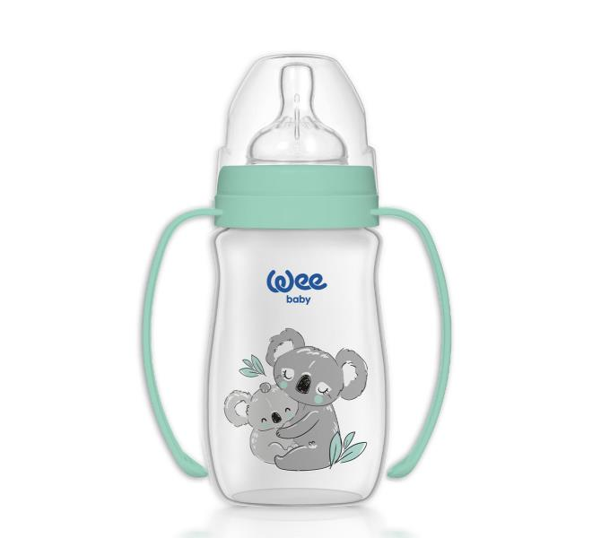 Wee Baby Safari Kulplu PP Biberon 250 ml 0-6 ay (no:2 geniş ağızlı biberon emziği hediye)
