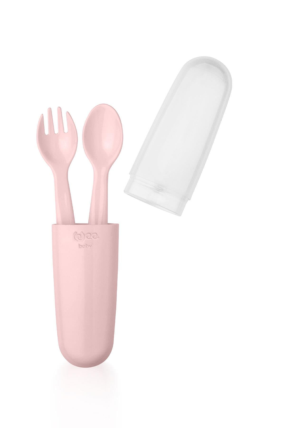 Wee Baby Saklama Kutulu Çatal Kaşık Seti Pembe