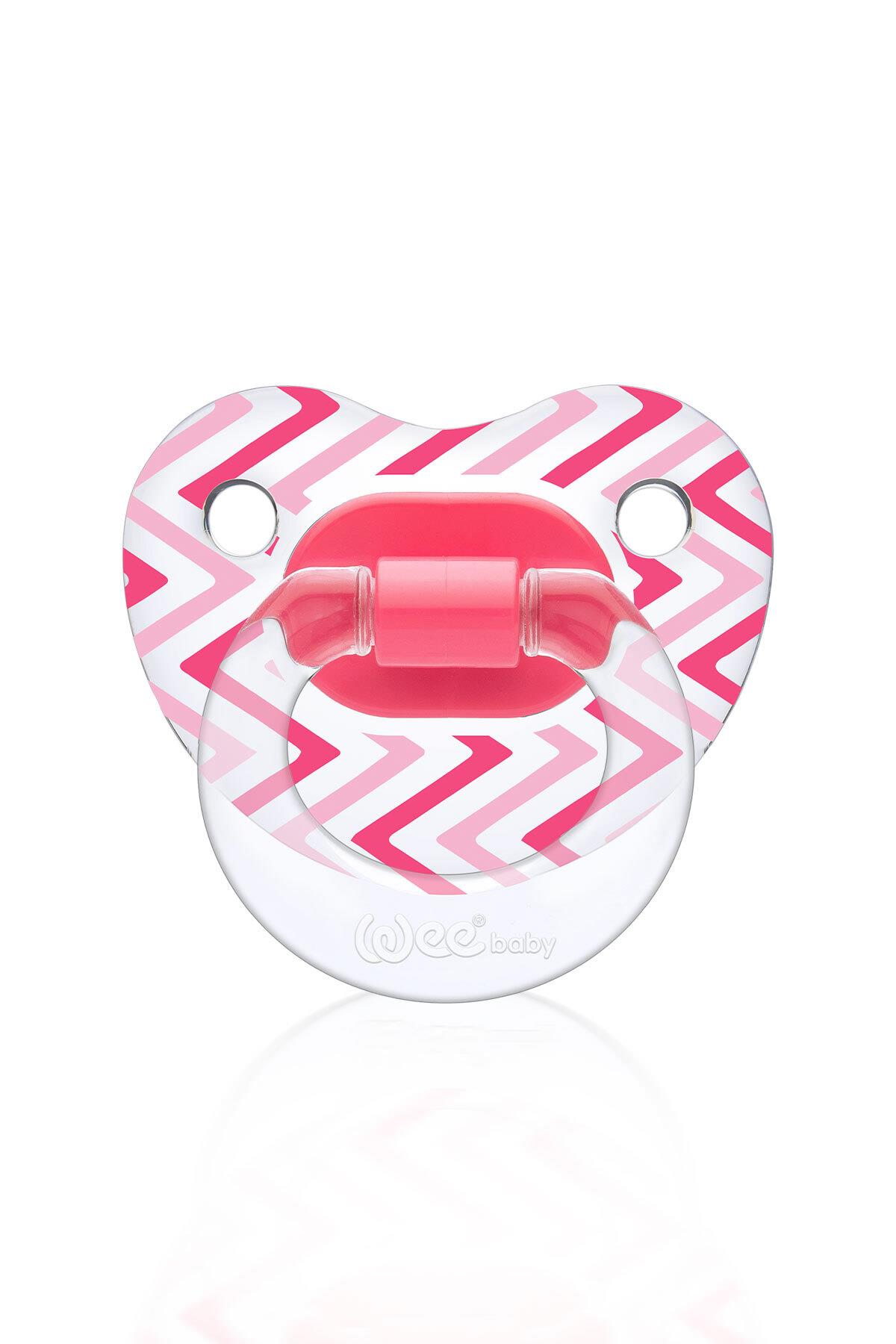 Wee Baby Şeffaf Desenli Damaklı Emzik No:1 0-6 ay Pembe