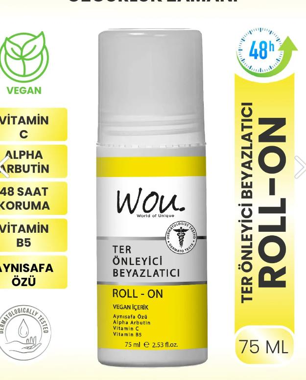 Wou Ter Önleyici Beyazlatıcı Roll-On Deodorant 75 mle