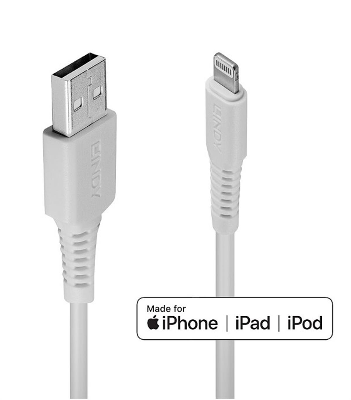 iPod®, iPhone®, iPad® için USB Senkronizasyon ve Şarj Kablosu, Lightning Konektörlü, USB 2.0 Tip A Erkek <-> Lightning C89 Erkek, 0.5 metre, Beyaz Renk<br>
0.5m USB Type A to Lightning Cable, White (USB Type A Male to Lightning Male)