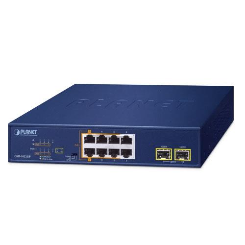 2-Port 10/100/1000T 802.3bt PoE + 4-Port 10/100/1000T 802.3at PoE + 2-Port 10/100/1000T + 2-Port 1000X SFP Desktop Switch