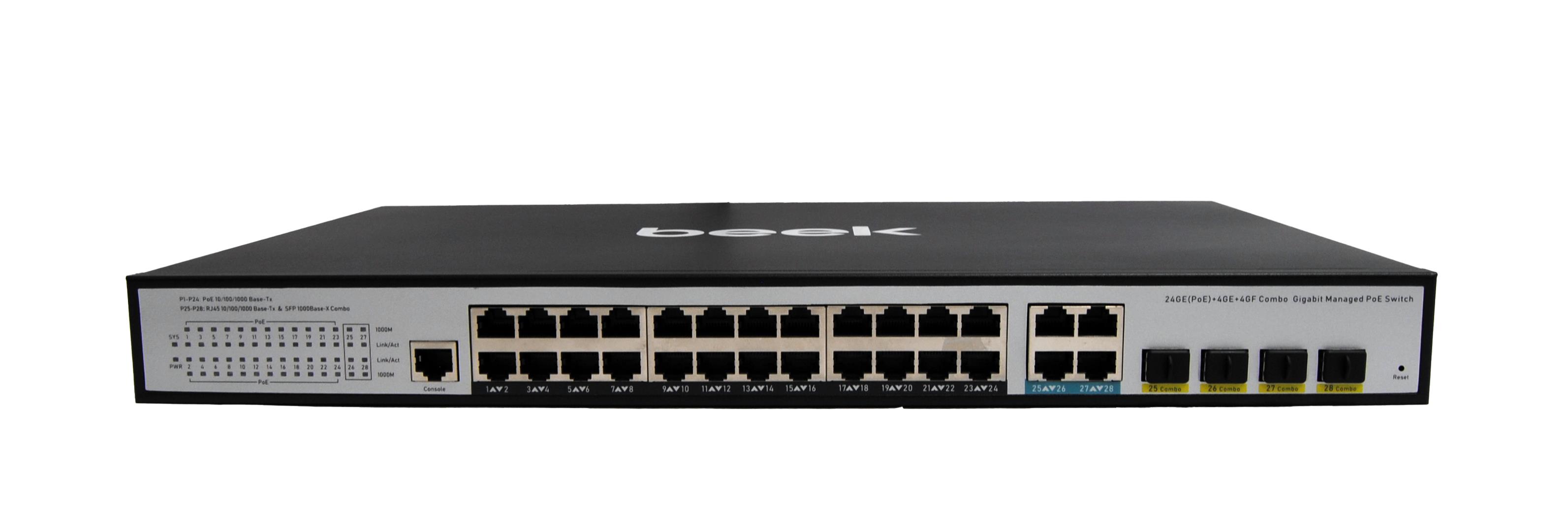 24 Ports 10/100/1000Mbps Managed PoE Switch with 4Gigabit Combo Uplink 400W
