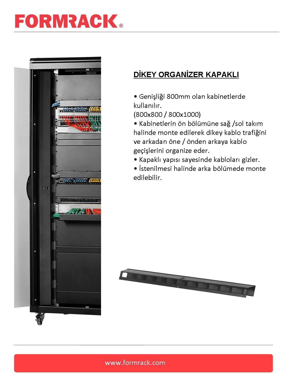 42U Dikey Organizer Sağ-Sol Tk. Kapaklı