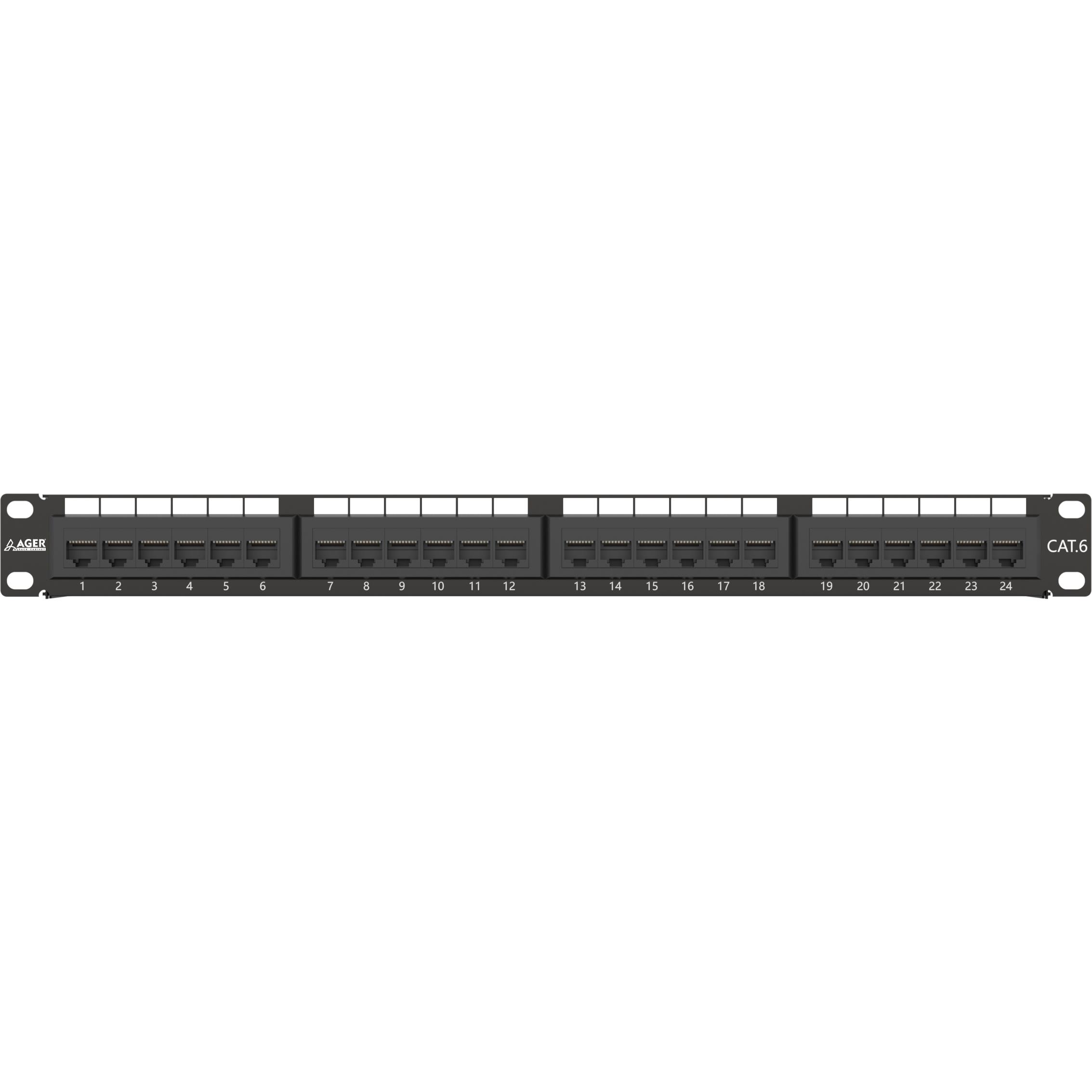 AGER AC-611-24E 8P8C,LSA,ALTIN KONTAK 24 PORT CAT6 DOLU 1U ZIRHSIZ PATCH PANEL
