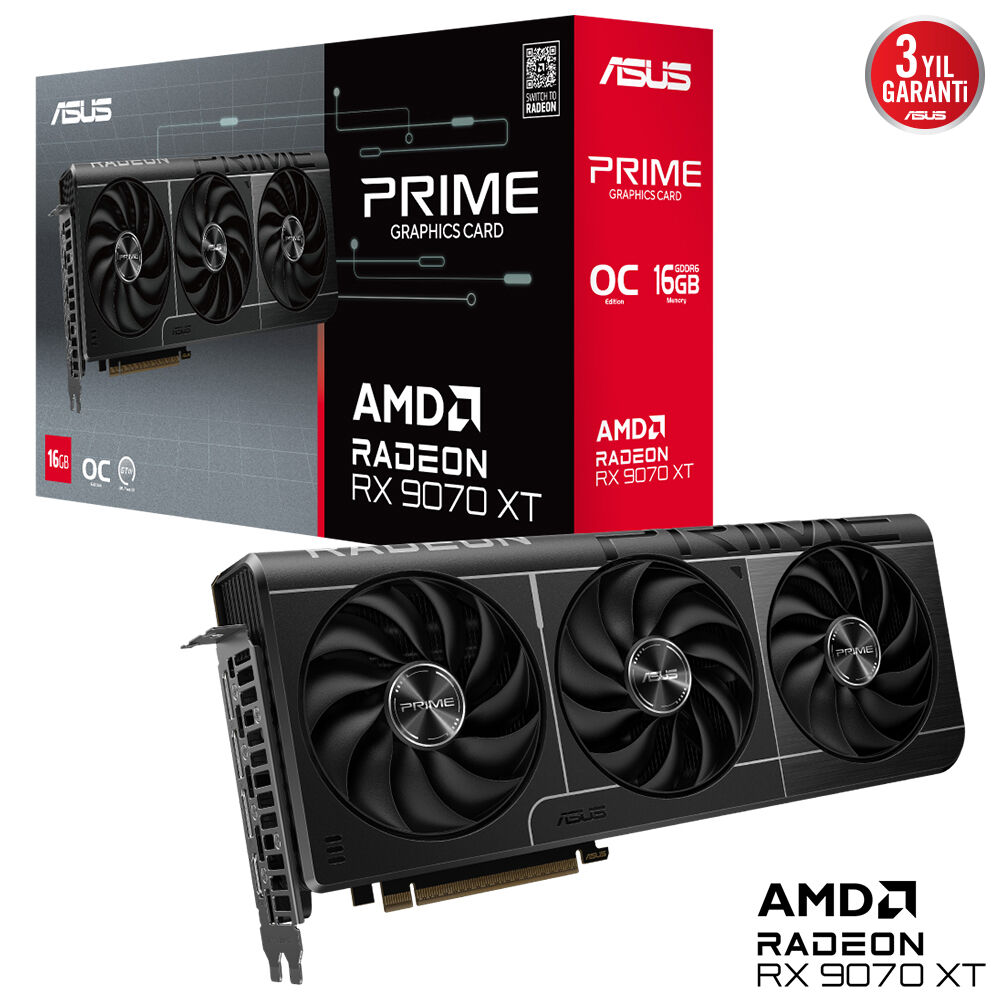ASUS 16GB PRIME RX9070XT-O16G GDDR6 256bit HDMI DP PCIE 5.0