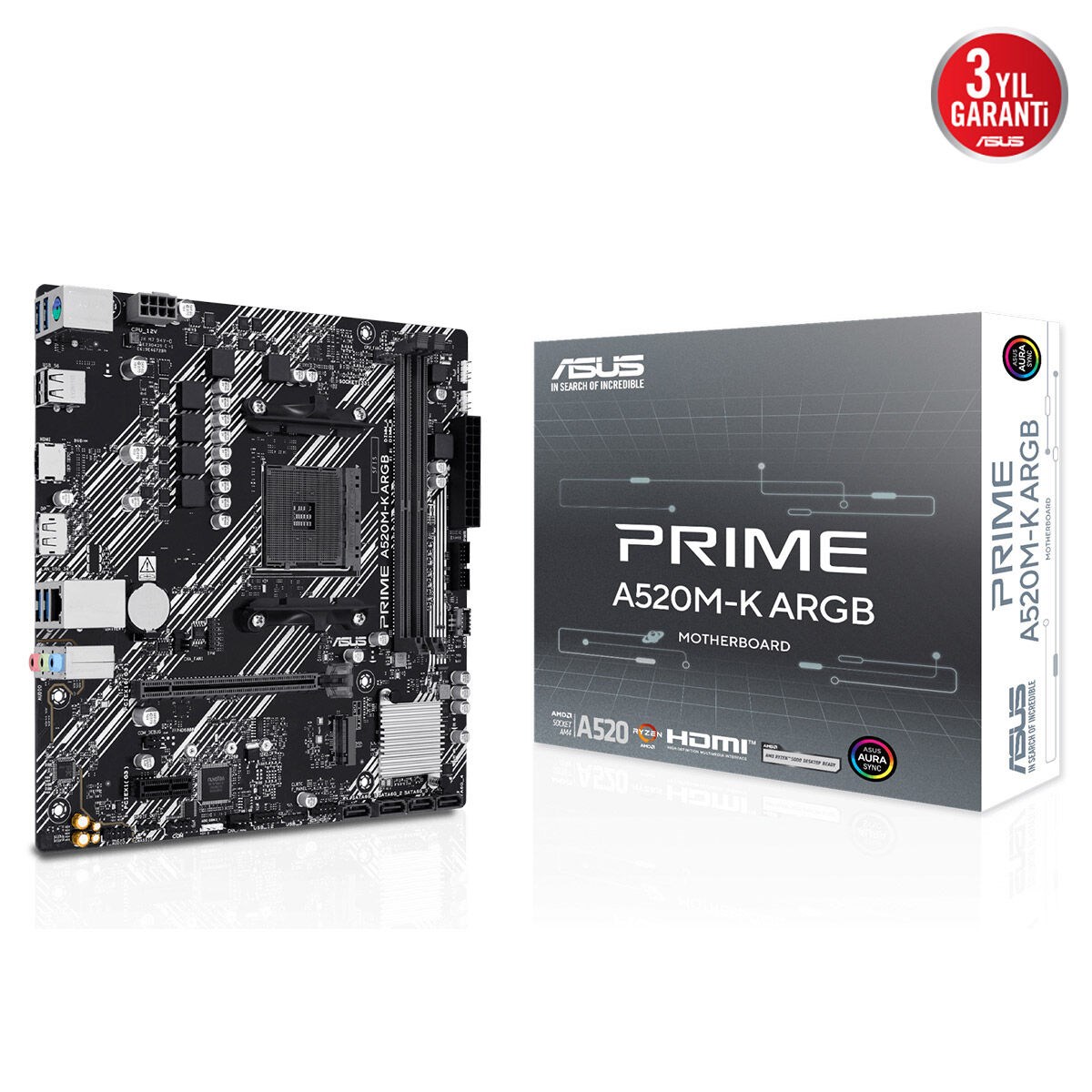 ASUS PRIME A520M-K ARGB 2xDDR4 HDMI+DP 1xM2 AM4 ANAKART
