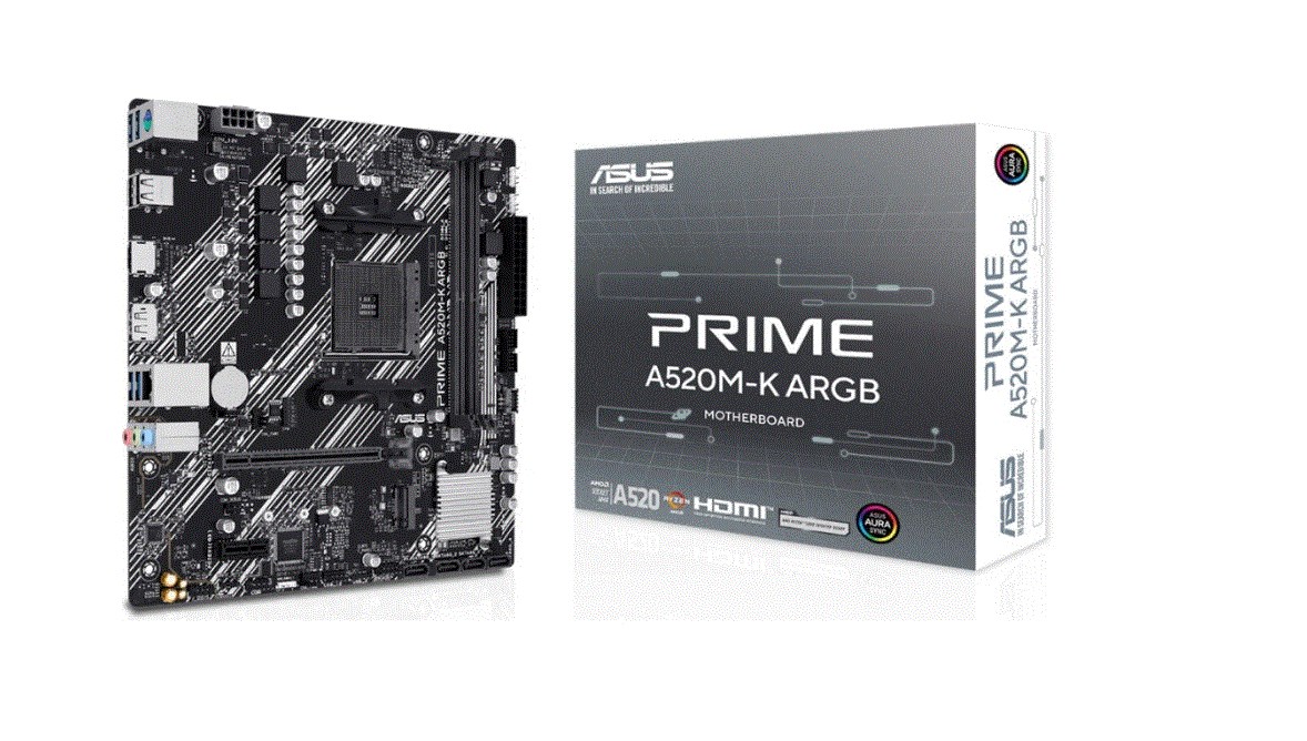 ASUS PRIME A520M-K ARGB A520 DDR4 (Vga Yok) GLan mATX HDMI DP USB3 AURA AM4 AMD Anakart