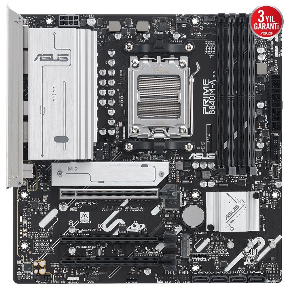 ASUS PRIME B840M-A-CSM DDR5 HDMI-DP TYPEC PCIE 4.0 AM5 mATX Kurumsal Anakart / 90MB1J10-M0EAYC