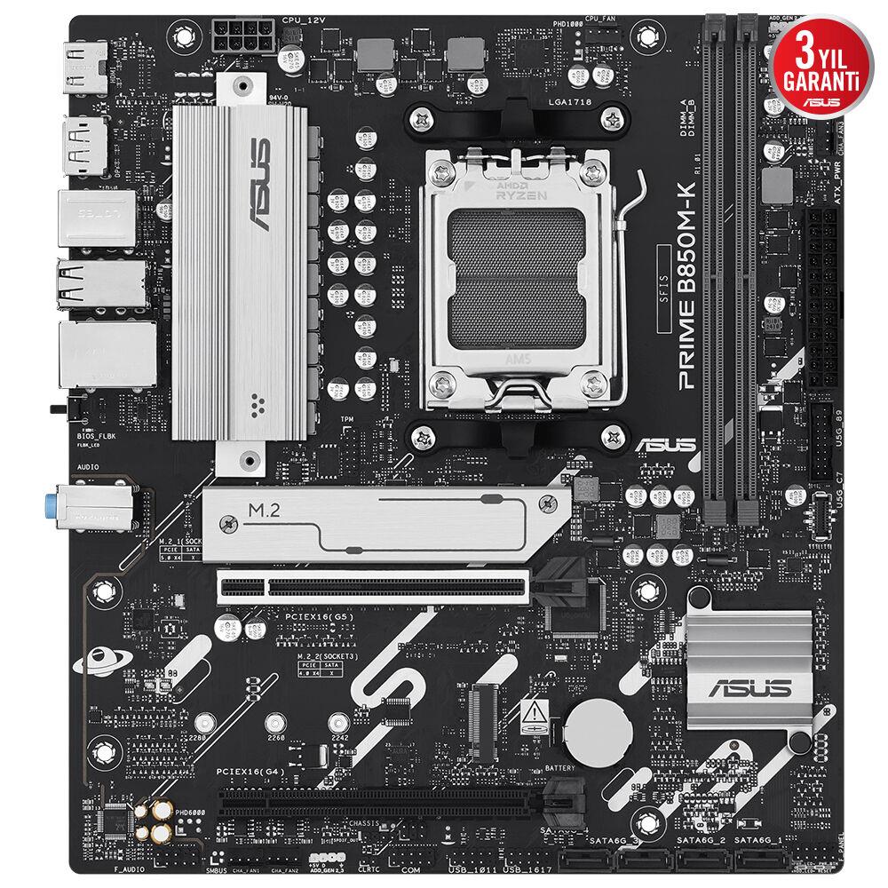 ASUS PRIME B850M-K 4xDDR5 HDMI+DP 2xM.2 AM5 ANAKART