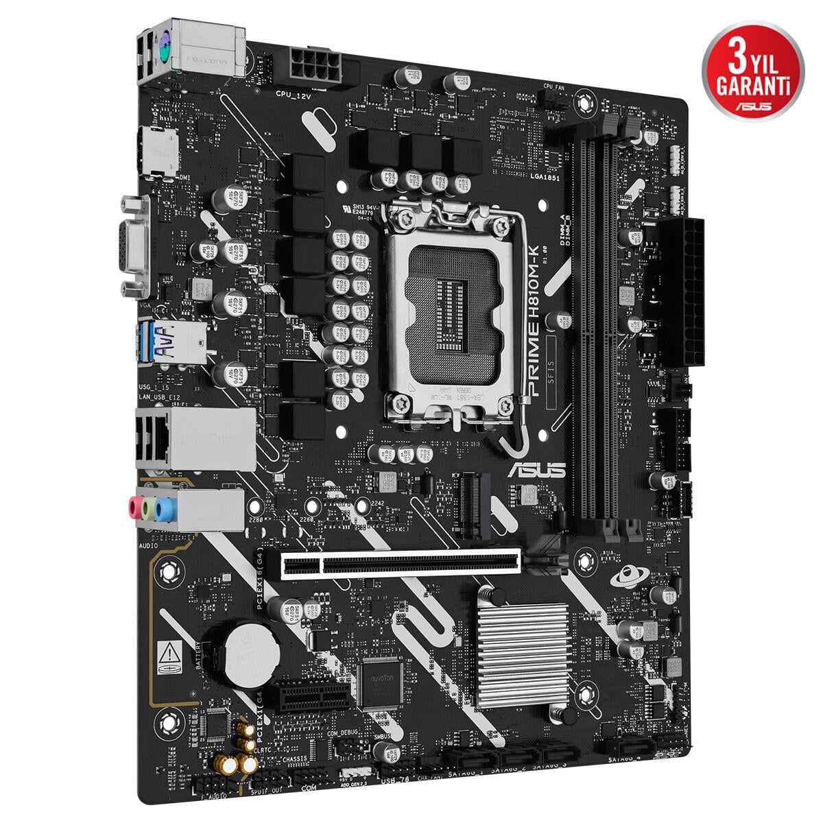 ASUS PRIME H810M-K 2x DDR5 HDMI/VGA 1x M.2 1x 2.5GLAN USB3.2 1851P ANAKART
