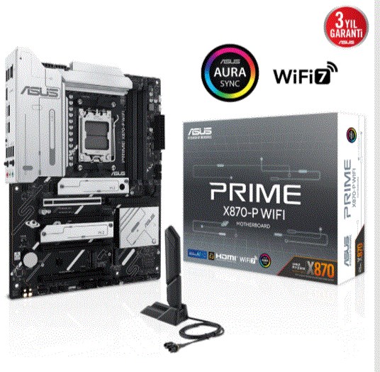 ASUS PRIME X870-P X870 DDR5 (Vga Yok) GLan 2.5G ATX HD TYP-C M2 AM5 AMD Anakart