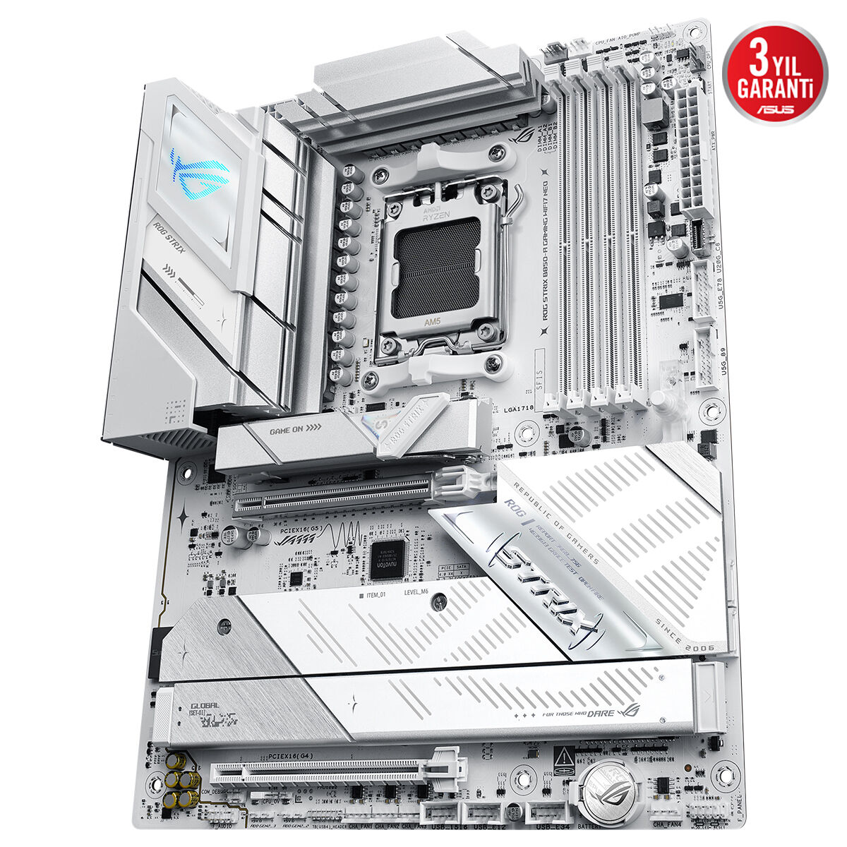 ASUS ROG STRIX B850-A GAMING WIFI7 NEO DDR5 HDMI DP PCIE 5.0 AM5 mATX BEYAZ