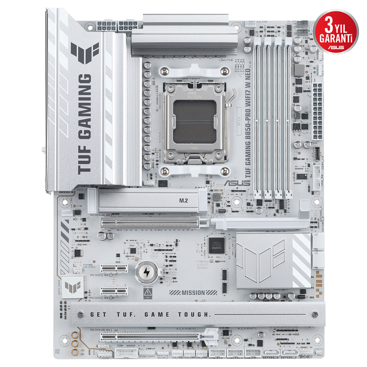 ASUS TUF GAMING B850-PRO WIFI7 W NEO DDR5 HDMI-DP PCIE 5.0 AM5 ATX Anakart Beyaz