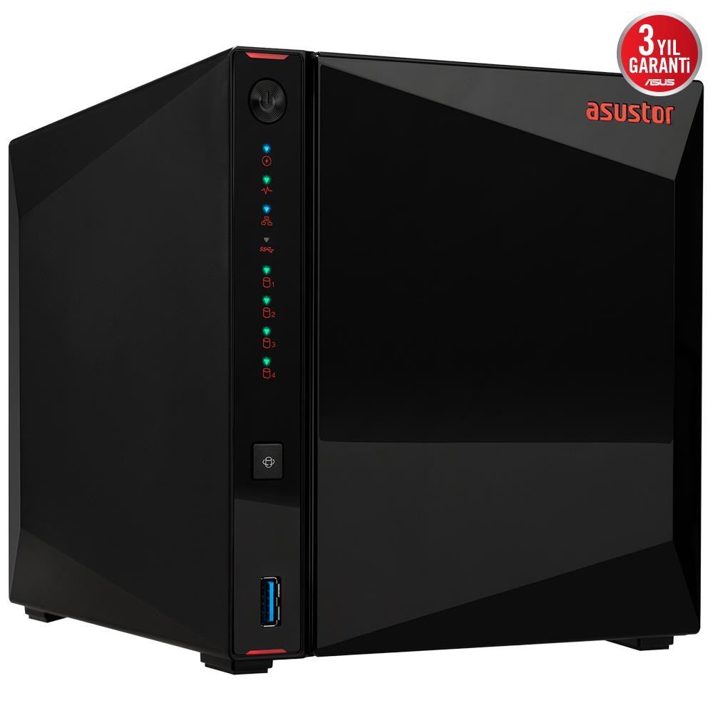 ASUSTOR 4diskli Celeron N5105 QC-16GB RAM-2-2.5GbE Nas Server AS5404T (47911)