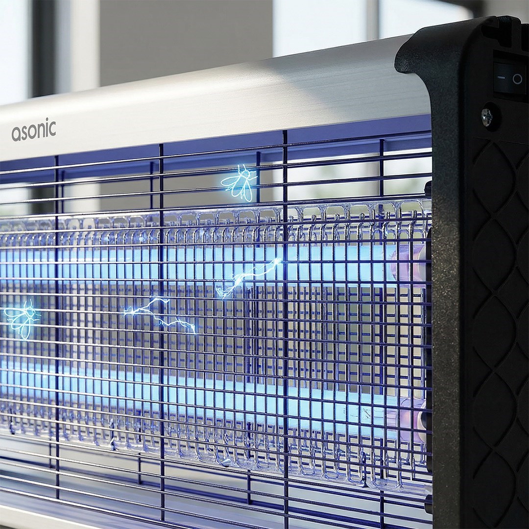 Asonic S26 20W 2000V Çift Koruma Camlı LED Zincir Askılı Sanayi Tipi Sinek Öldürücü (XL Boy)