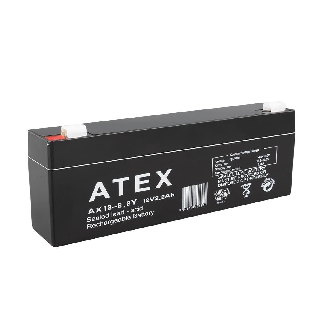 Atex 12 Volt 2 Amper Yatık Uzun Akü (178x34x60 Mm)