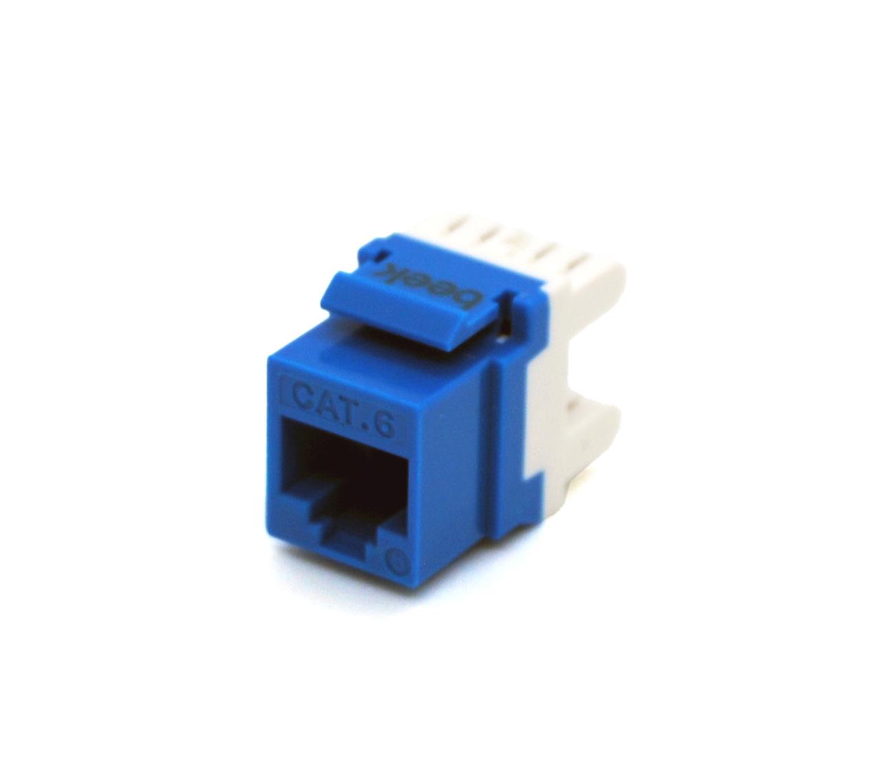 Beek CAT 6 Keystone Jack, zırhsız/unshielded, 250 MHz acc. ISO/IEC 11801:2002 AM2:2009/09, mavi renk, beyaz IDC plastik<br>
Beek Category 6 (CAT. 6) UTP Keystone Jack, Blue