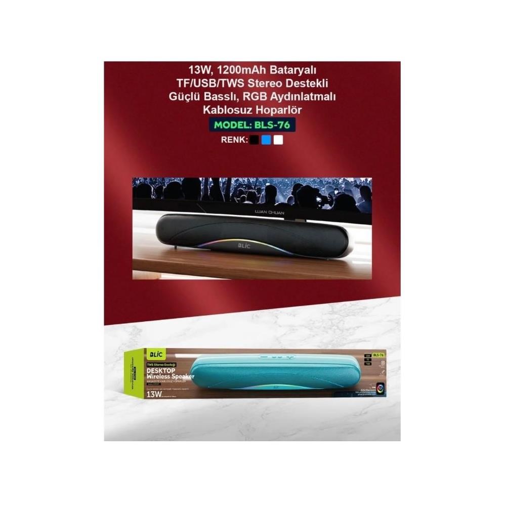 Bls-76 Bluetooth Soundbar Hoparlör 13W – Rgb Işıklı – Tws Stereo – Usb -tf Destekli Kablosuz Speaker
