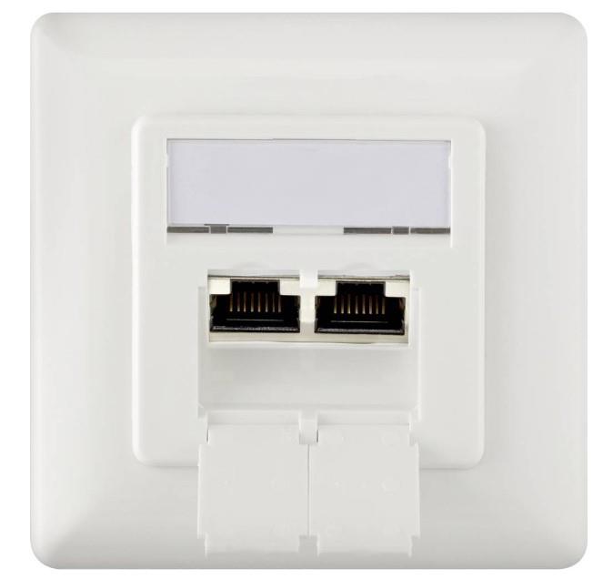 CAT 6 Wall Outlet, Shielded, 2X RJ45