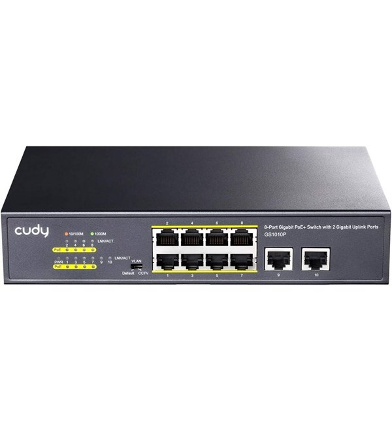 CUDY 8port PoE 120w 2-Uplink Gigabit Yönetilemez Switch GS1010P