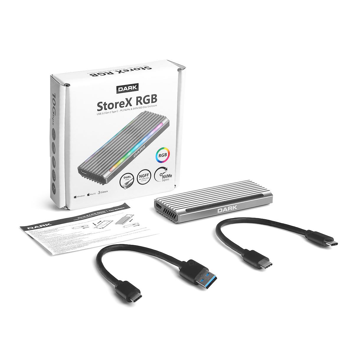 DARK DK-AC-DSEM5 M.2 NVMe & NGFF SATA SSD Type-C RGB LEDLİ Harici HDD Kutusu