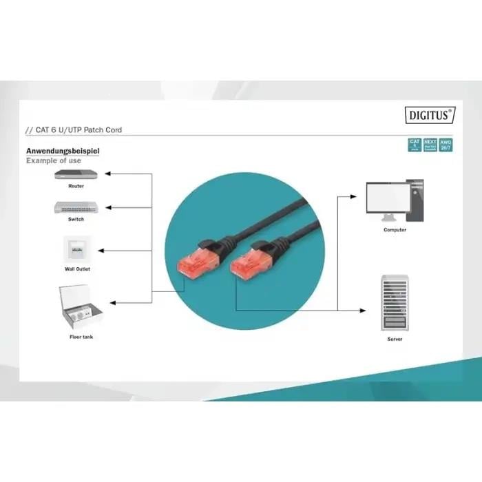 DIGITUS 3m CAT6 Utp DK-1617-030/BL Siyah Patch Kablo (10lu Paket)