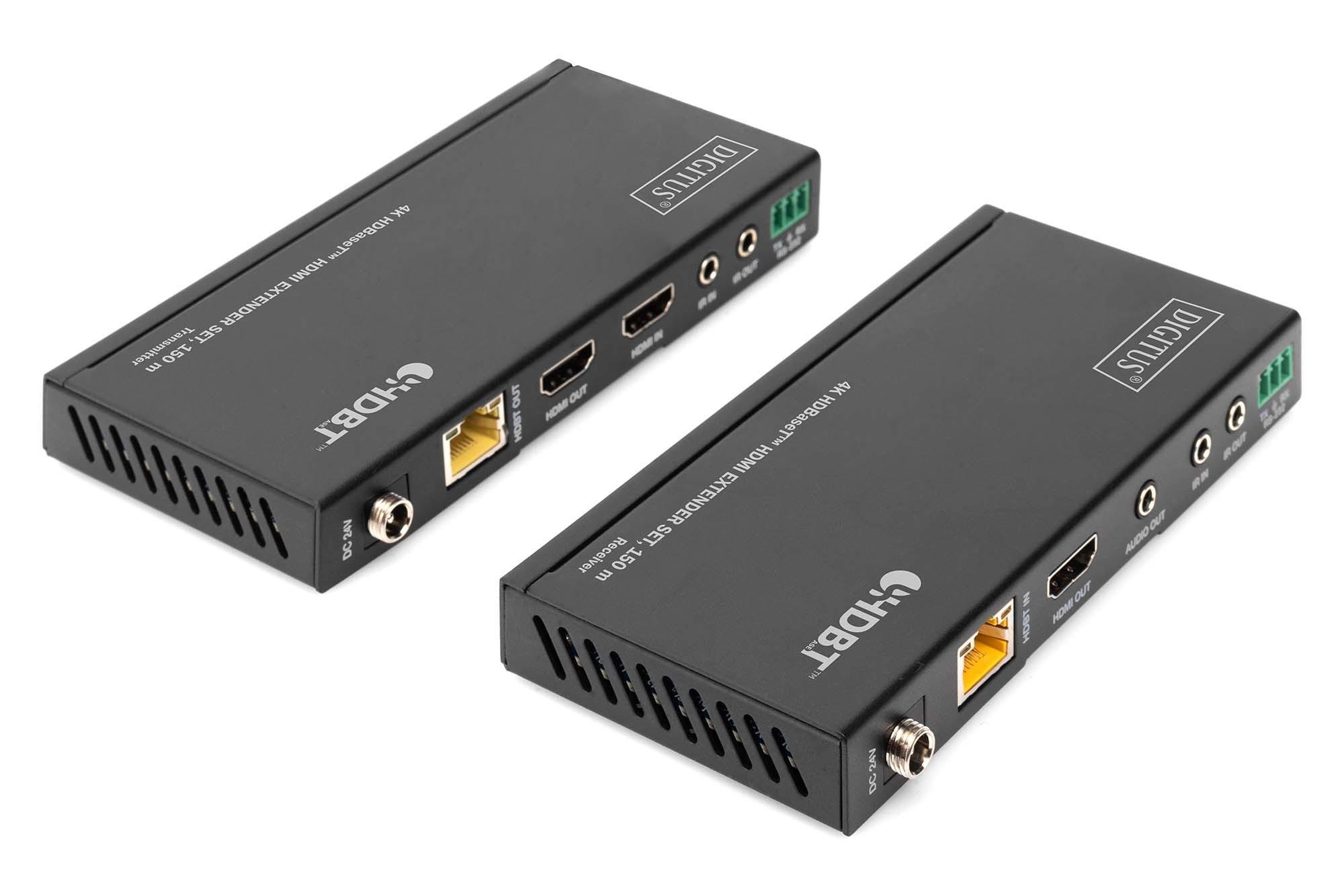 DIGITUS 4K HDBaseT™ HDMI Extender Set, 150 m 4K/60Hz, 18 Gbps, YUV 4:4:4, HDR