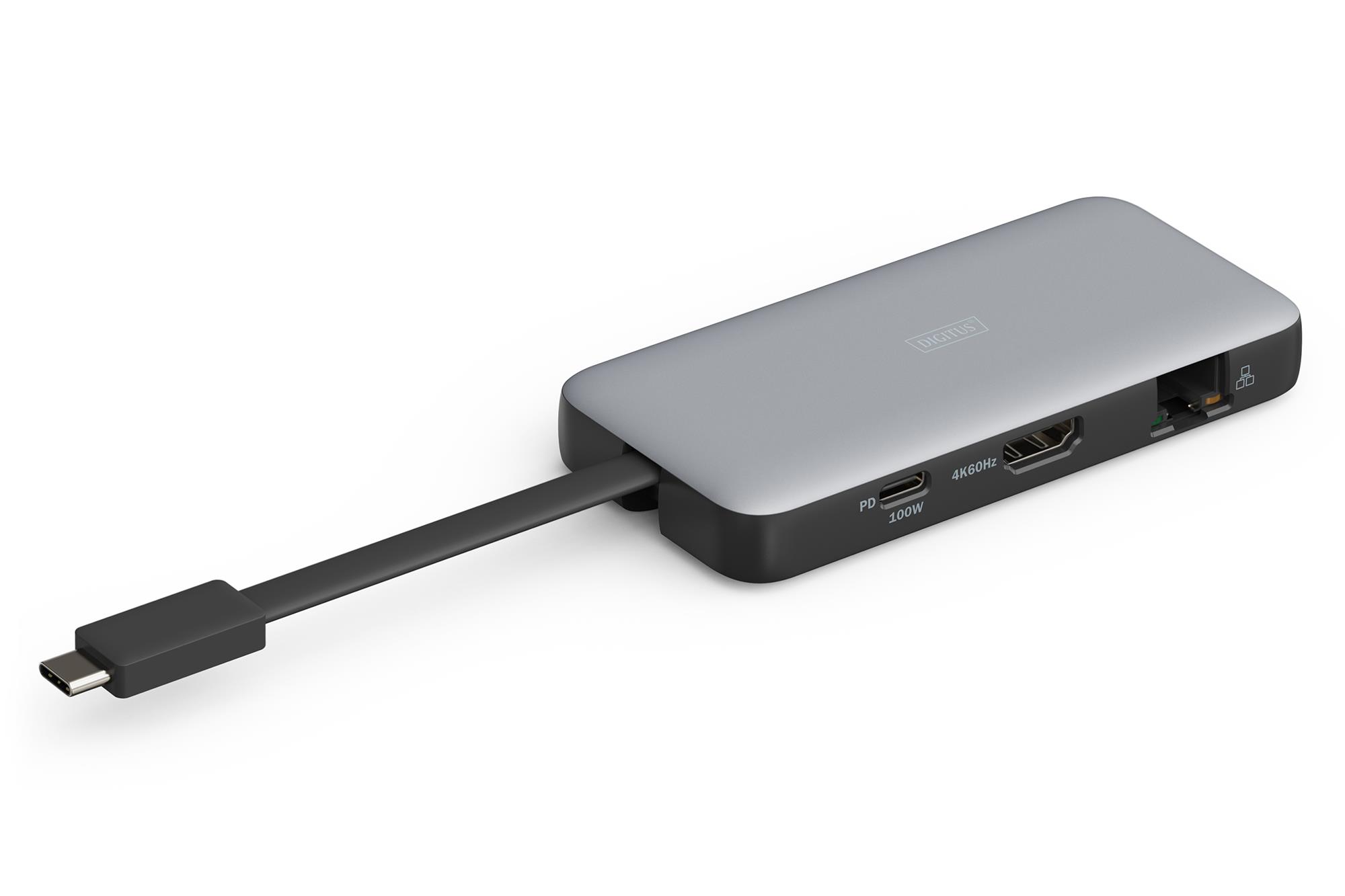 DIGITUS USB-C Travel Docking Station, 7-Port (USB-C Travel Docking Station, 7-Port, 1x HDMI 2x USB 3.2 Gen 1, 1x RJ45, 1x SD,1x MicroSD, 1x PD )