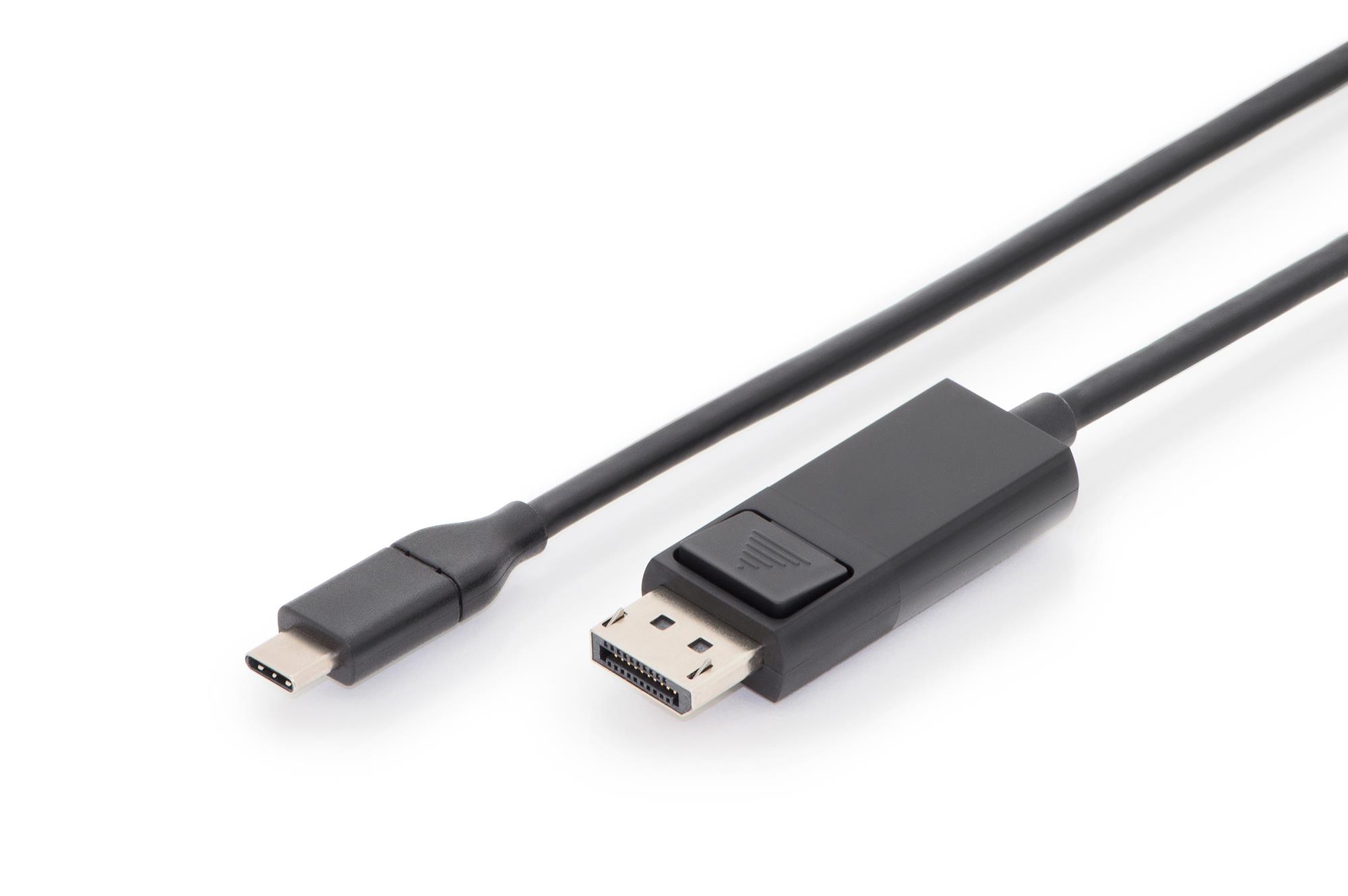 Digitus USB Tip-C <-> DisplayPort (DP) Adaptör/Dönüştürücü Kablosu, Tip-C Erkek / DP Erkek, 2 metre, 4K/60Hz, 32,4 GB, siyah renk, altın kaplama<br>
Digitus USB Type-C Adapter Cable, Type-C to DP M/M, 2.0m, 4K/60Hz, 32,4 GB, black, gold