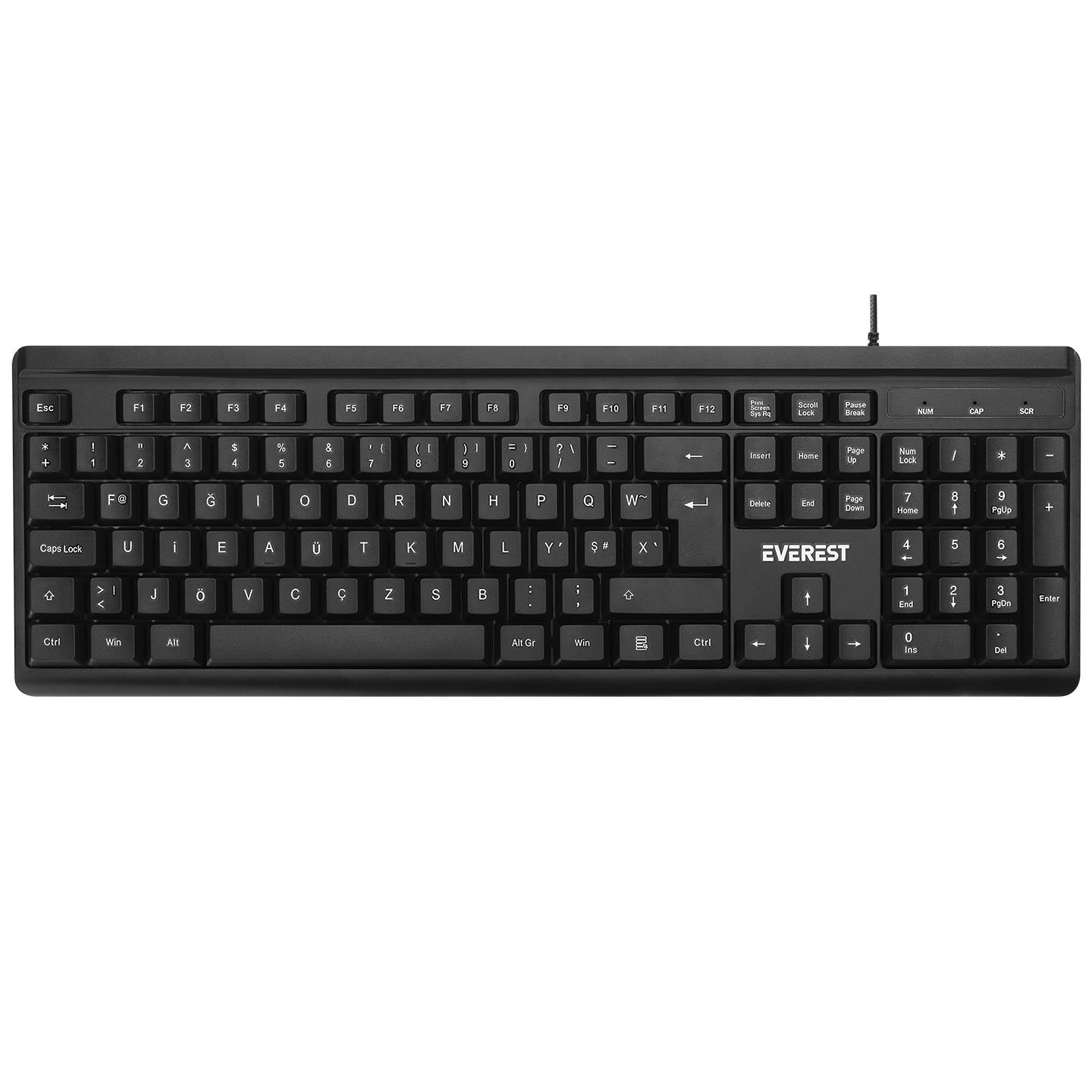 EVEREST KB-741F F Türkçe USB Standart Siyah Klavye