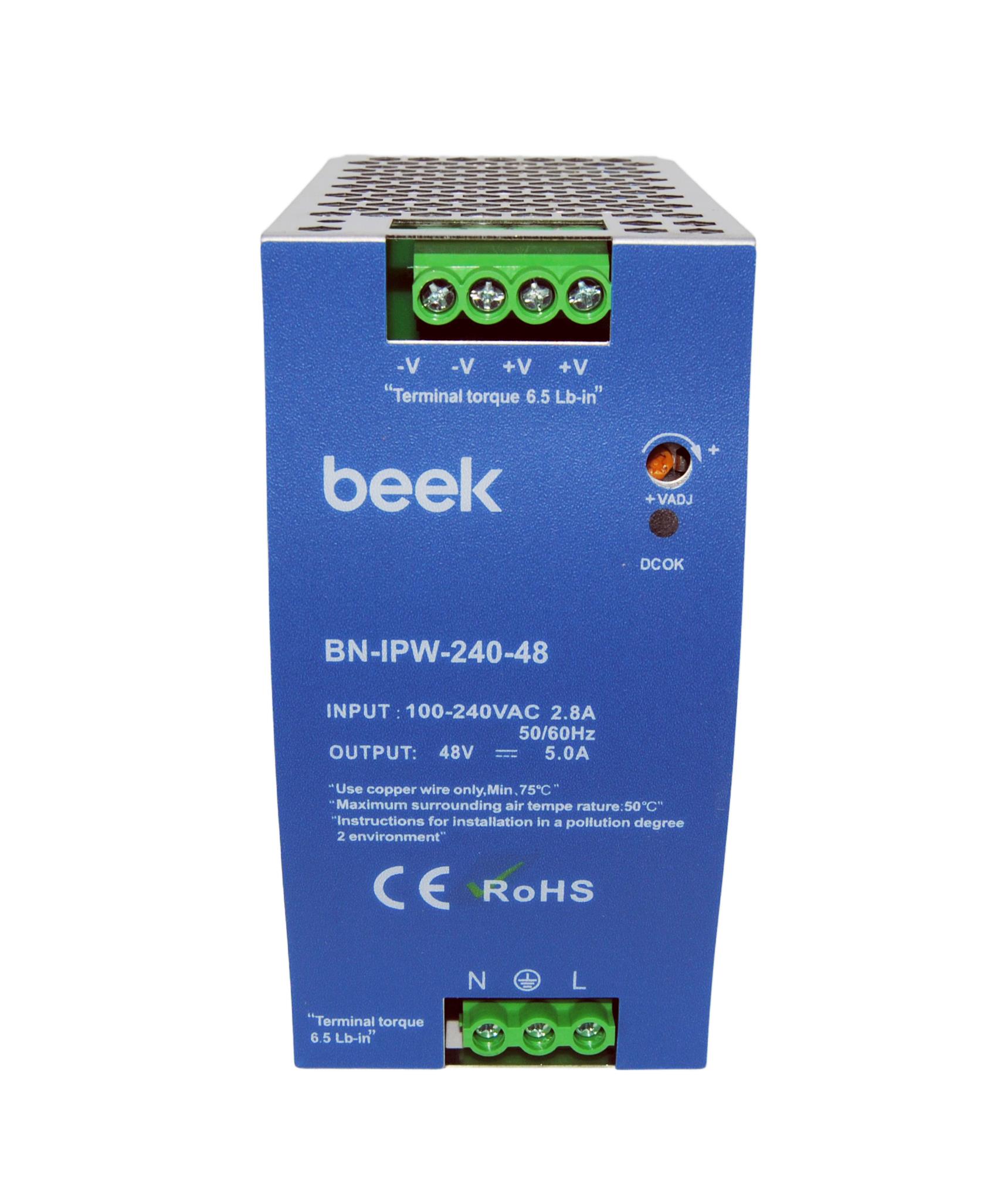 Endüstriyel 240 Watt AC <-> DC Güç Kaynağı, DIN-Ray Montajına Uygun, 48V/5A çıkışlar<br>
Industrial 240-Watt AC to DC Power Supply, DIN-Rail Mount, 48V/5A outputs