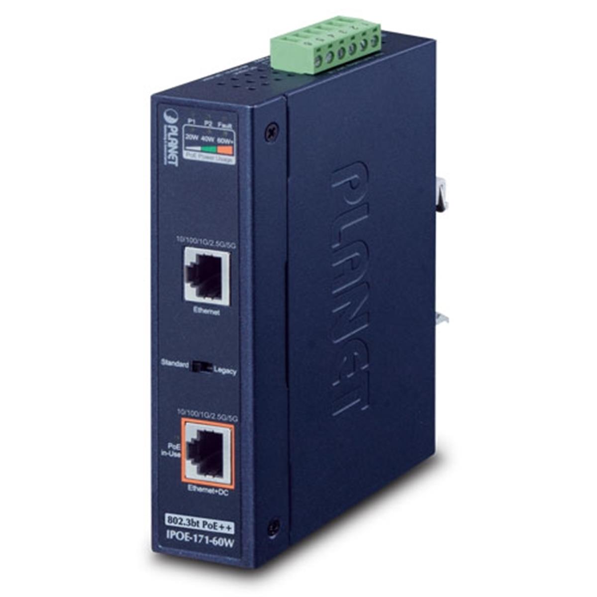 Endüstriyel Tip Tek Port Multi-Gigabit 802.3bt PoE++ Injector (95 Watt, -40~75 derece C, 12~48V DC)<br>
Industrial Single-Port Multi-Gigabit 802.3bt PoE++ Injector (95 Watts, -40~75 degrees C, 12~48V DC)