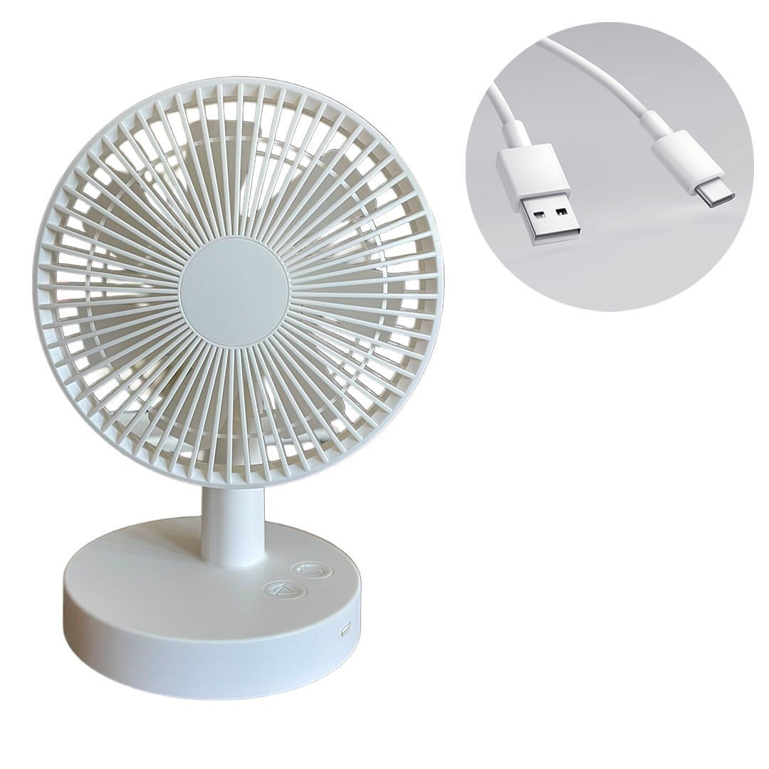 FENY FN-F75 180 Derece Ultra Sessiz 3 Kademeli Şarjlı Mini Masaüstü Beyaz Fan Vantilatör