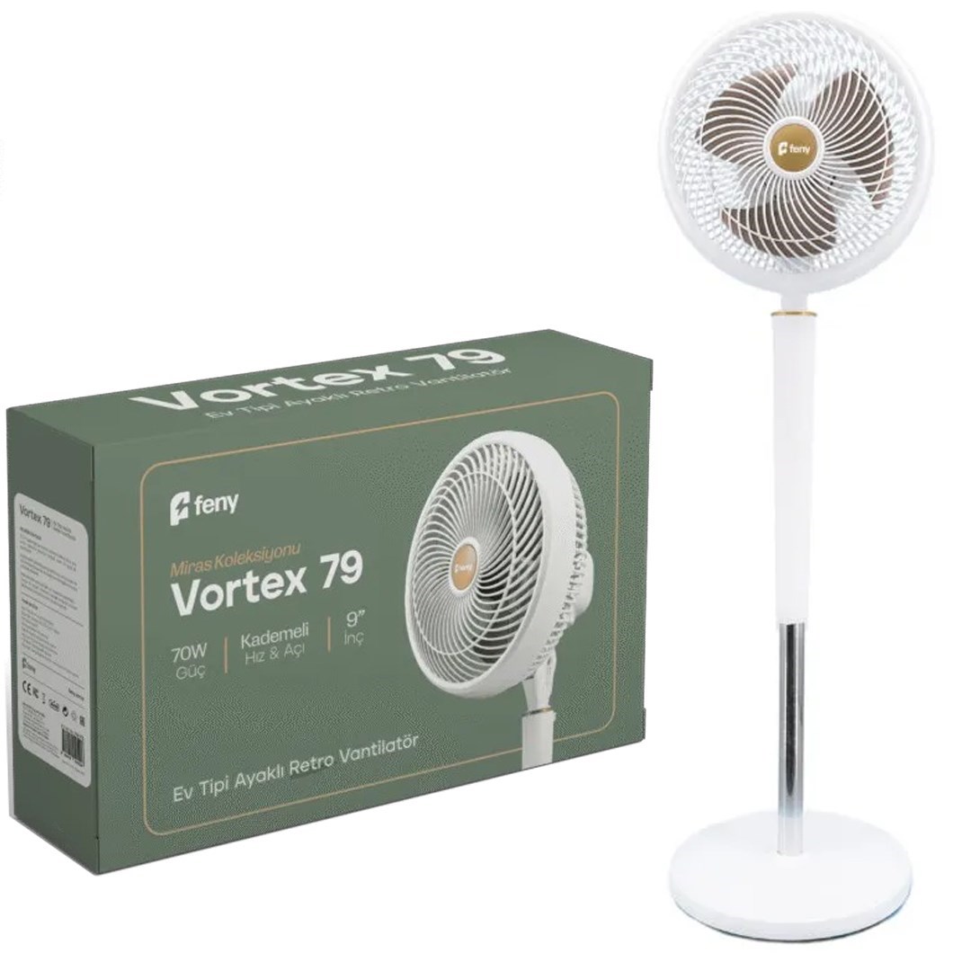 FENY VORTEX 79 Ev Ofis Tipi Ayaklı 70W Kademeli Retro 9 Vantilatör