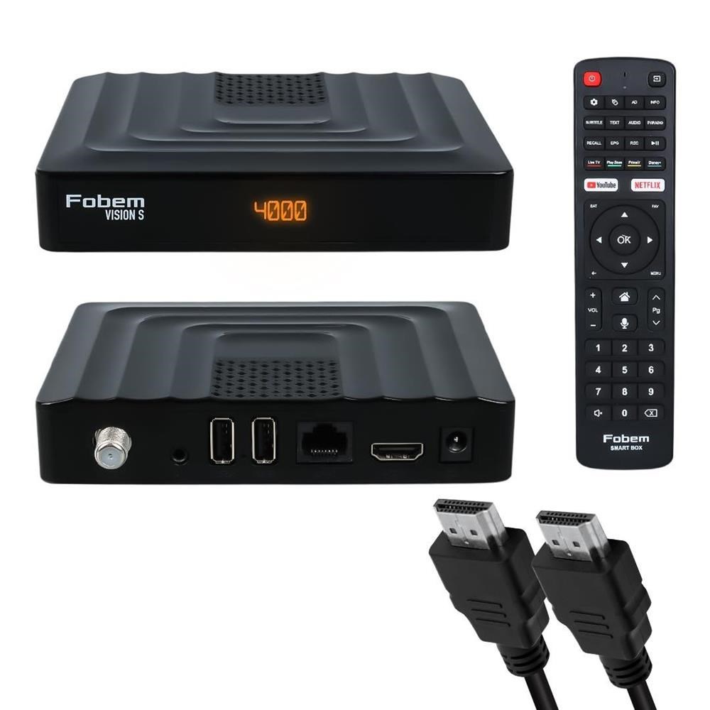 FOBEM VISION S HİBRİT 4GB RAM 32GB HDD 1.5GHZ SES KOMUTLU UYDU ALICILI ANDROID 14 TV BOX (TUNERLİ) 27200