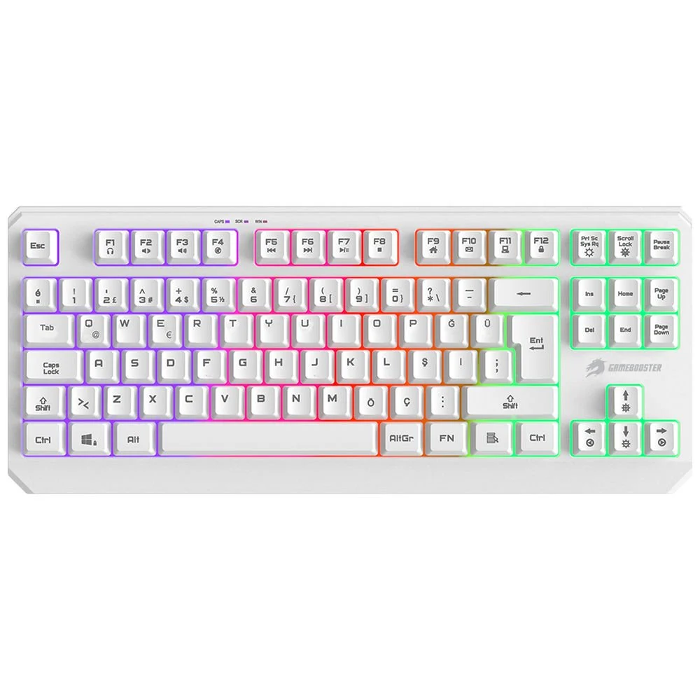 GAMEBOOSTER G75 ELYA Rainbow Aydınlatmalı Beyaz TKL Membrane Oyun Klavyesi