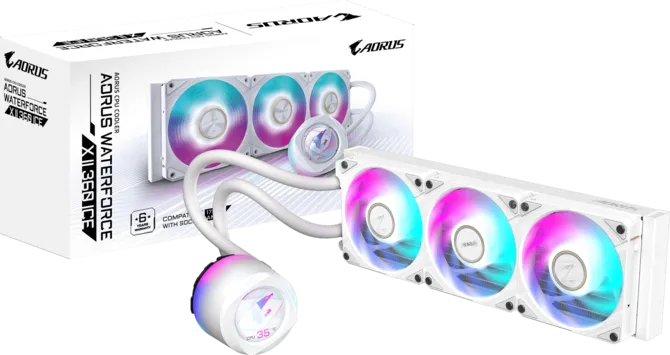 GIGABYTE 360MM LCD AORUS WATERFORCE X II 360 ICE ARGB AM5-1851p Sıvı Soğutmalı İşlemci Fanı Beyaz