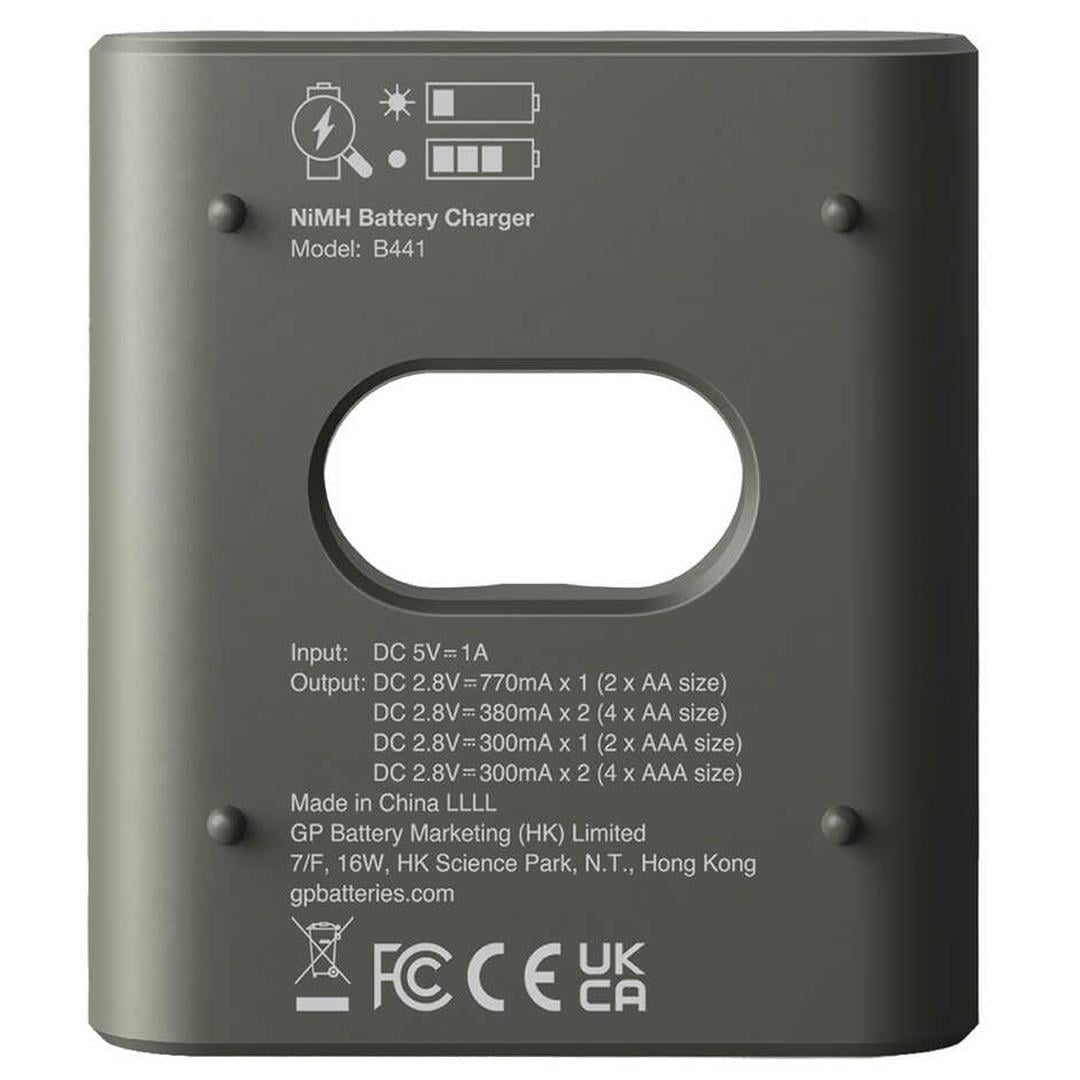 GP Recyko B441 Usb 4’lü AA - AAA Pil Şarj Cihazı (GPACSB44103 GPB441R21-2GTLB1)