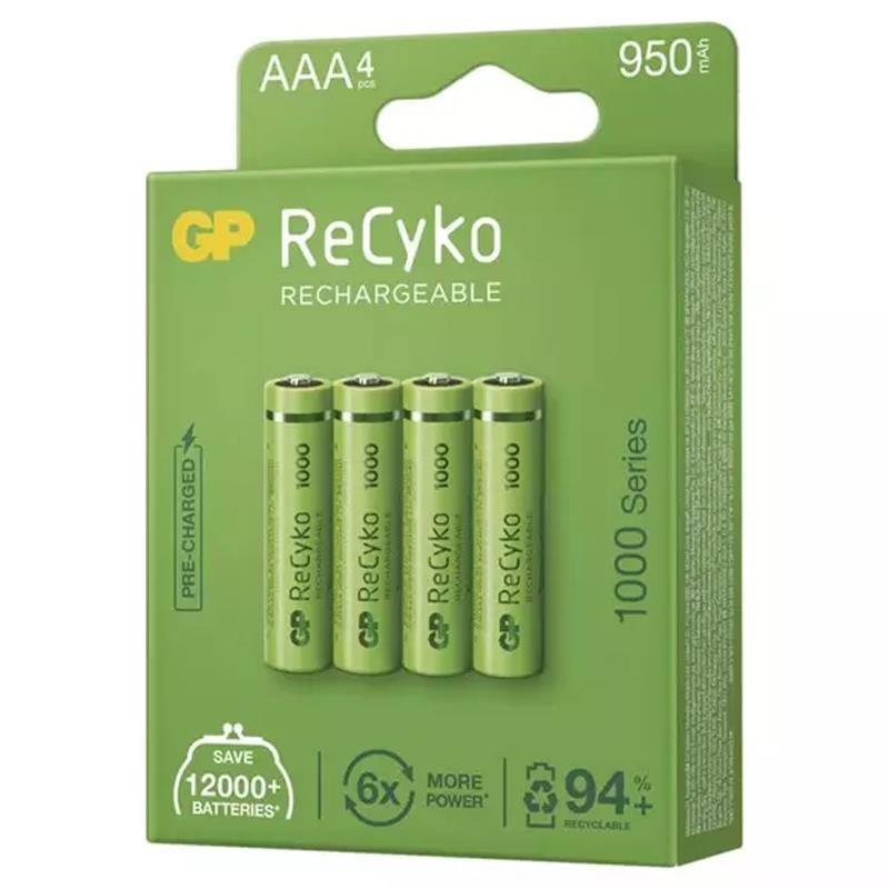 GP Recyko 950mAh Ni-MH AAA Şarjlı İnce Kalem Pil 4lü Paket