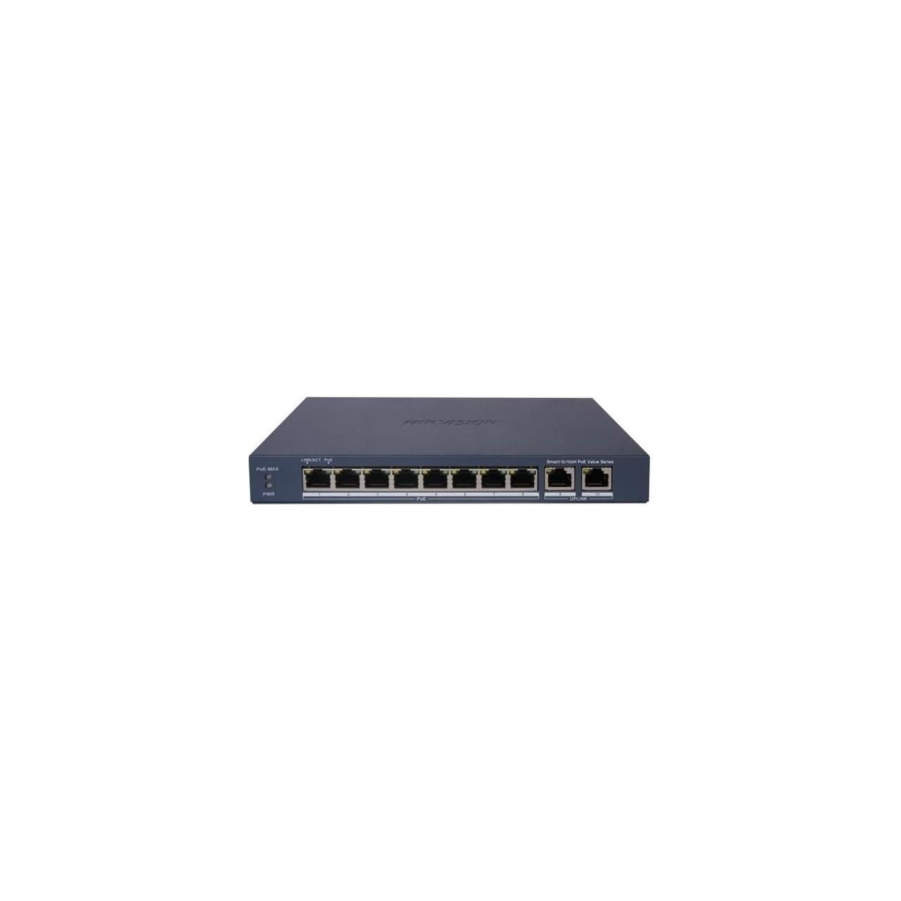 HIKVISION DS-3E1310P-EI/M 8 PORT 10/100 8 PORT POE+ 2 PORT UPLINK 60W YONETILEMEZ SWITCH